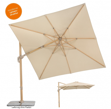 Schneider Ampelschirm Rhodos Twist LOFT 300x300cm natur + Ständer + Hülle